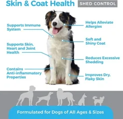 Shed Defender Omega Skin & Coat Soft Chew Supplements For Dogs - Reduces Shedding - 90 Ct.