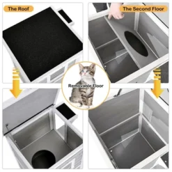 Costway 2-Tier Wooden Cat House Outdoor Kitty Shelter W/ Escape Door Rainproof -PawHut Store GUEST eed341cb 3a49 47a3 807a 6e72b05901fb