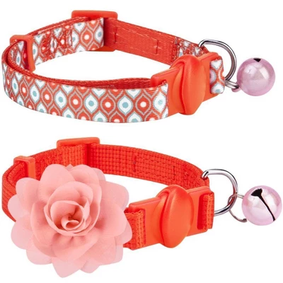 Blueberry Pet The Power Of All-in-One Adjustable Breakaway Cat Collar With Bell & Detachable Flower - Perfect Orange - 2pk 1 Blueberry Pet The Power Of All-in-One Adjustable Breakaway Cat Collar With Bell & Detachable Flower - Perfect Orange - 2pk