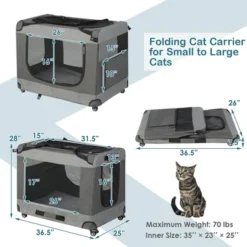 Tangkula Extra Large Portable Folding Cat Soft Crate W/ 4 Lockable Wheels Cat Carrier -PawHut Store GUEST f0b2d2c5 c327 40b4 8b16 bd6403db1489