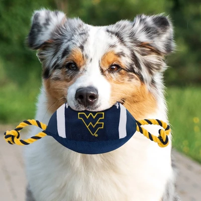 NCAA West Virginia Mountaineers Nylon Football Dog Toy 2 NCAA West Virginia Mountaineers Nylon Football Dog Toy - Image 2