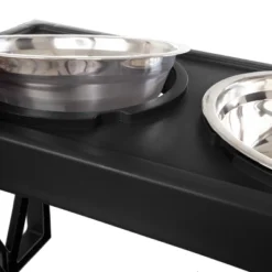 Elevated Dog Bowls Stand - Adjusts To 3 Heights For Small, Medium, And Large Pets - Stainless-Steel Dog Bowls Hold 34oz Each By PETMAKER (Black) -PawHut Store GUEST f4cb3030 0c0e 4e81 9411 387553d711c7