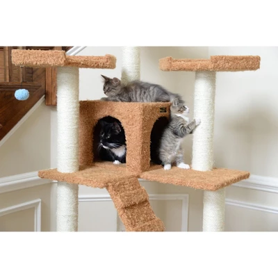 Armarkat 74" Multi-Level Real Wood Cat Tree Large Cat Play Furniture With ScratchhIng Posts, Large Platform, Beige/Brown 5 Armarkat 74" Multi-Level Real Wood Cat Tree Large Cat Play Furniture With ScratchhIng Posts, Large Platform, Beige/Brown - Image 5