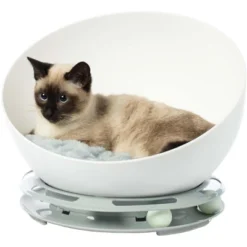 Plastic Bowl Shaped Sleeping Bed House Cat Cave Lounge With Ball Toy -PawHut Store GUEST f70c3f87 b97b 445e 8834 73dffd770e2c