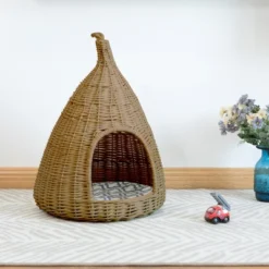 PawsMark Natural Willow Pet Sleeping Bed, Cave, Basket For Dog Or Cats With Cushion -PawHut Store GUEST f7d37d89 a7da 4101 bf36 40c1cdbb7332
