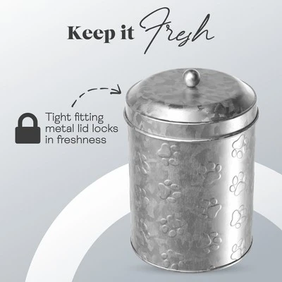 Amici Pet Puppy Paws Metal Food Canister, 64 Oz. , Galvanized Metal 3 Amici Pet Puppy Paws Metal Food Canister, 64 Oz. , Galvanized Metal - Image 3