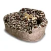 Precious Tails Leopard Princess Cat And Dog Bolster Bed - Taupe