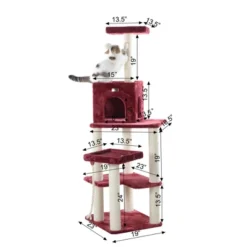 Armarkat Real Wood Cat Tower, Ultra Thick Faux Fur Covered Cat Condo House A6902B, Burgundy; -PawHut Store GUEST f8ee6d1e 8f5e 450d aaa8 6a7bf8541c90