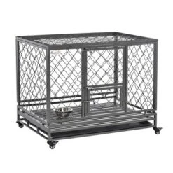 PawHut Heavy Duty Dog Cage Metal Kennel And Crate Dog Playpen With Lockable Wheels, Slide-out Tray, Food Bowl And Double Doors -PawHut Store GUEST f9375a49 037b 46d0 ac3b 215f316e14e8