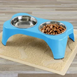 Gibson Home Bow Wow Meow 3 Piece Elevated Pet Bowl Dinner Set In Blue -PawHut Store GUEST fcd7fc18 2873 42c9 aaa0 8baa40a39985