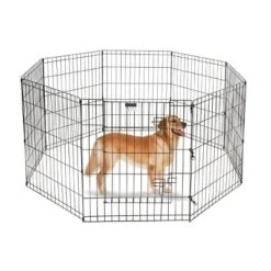 Pet Adobe 8-Panel Folding Metal Pet Playpen – Black