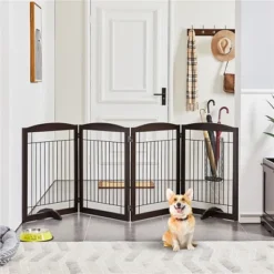 Yaheetech 31.5″ Height Pet Gate With Wood And Wire For Doorway