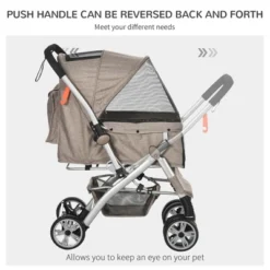 PawHut Travel Pet Stroller For Dogs, Cats, One-Click Fold Jogger Pushchair With Swivel Wheels, Brakes, Basket Storage, Safety Belts, Adjustable Canopy, Zippered Mesh Window Door 11 PawHut Travel Pet Stroller For Dogs, Cats, One-Click Fold Jogger Pushchair With Swivel Wheels, Brakes, Basket Storage, Safety Belts, Adjustable Canopy, Zippered Mesh Window Door -PawHut Store GUEST ff1ba6b9 42d6 4d52 a054 7cbf75a63b00