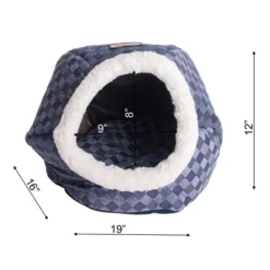 Armarkat Cuddle Cave Cat Bed C44 For Cats & Puppy Dogs, Blue Checkered -PawHut Store GUEST ff5e21bb e01f 4c16 9b59 f874f6ed7fe8