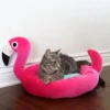 Quirky Kitty Pool Party Flamingo Cat Bed - Pink